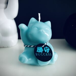 Turquoise Maneki Neko Scented Candle