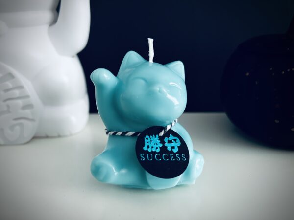 Turquoise Maneki Neko Scented Candle